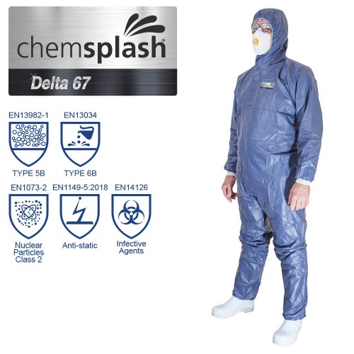 Chemsplash Delta 67 Coverall - typ 5B/6B - niebieski/pomarańczowy